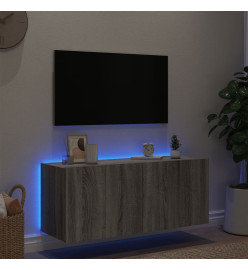 Meuble TV mural avec lumières LED sonoma gris 100x35x41 cm