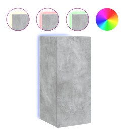 Meubles TV muraux et lumières LED 2pcs gris béton 30,5x35x70 cm