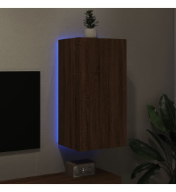 Meuble TV mural avec lumières LED chêne marron 40,5x35x80 cm