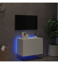 Meuble TV mural avec lumières LED blanc 60x35x41 cm