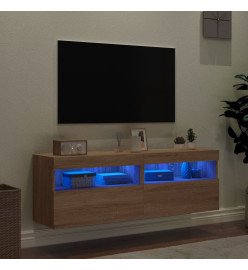 Meubles TV muraux lumières LED 2 pcs chêne sonoma 60x30x40 cm