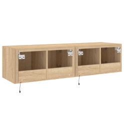 Meubles TV muraux lumières LED 2 pcs chêne sonoma 60x35x31 cm