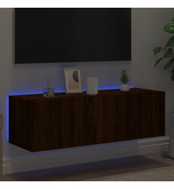 Meuble TV mural avec lumières LED chêne marron 100x35x31 cm