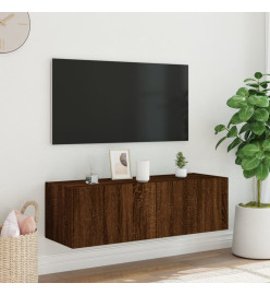 Meuble TV mural avec lumières LED chêne marron 100x35x31 cm