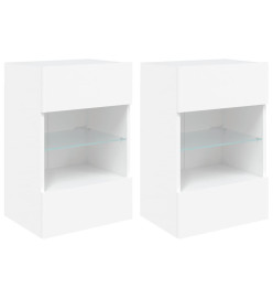 Meubles TV muraux avec lumières LED 2 pcs blanc 40x30x60,5 cm