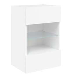 Meubles TV muraux avec lumières LED 2 pcs blanc 40x30x60,5 cm