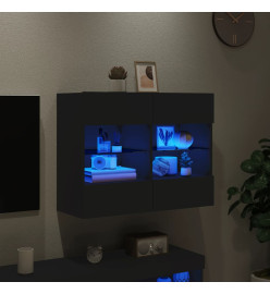 Meuble TV mural avec lumières LED noir 78,5x30x60,5 cm