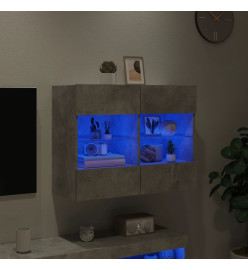 Meuble TV mural avec lumières LED gris béton 78,5x30x60,5 cm