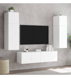 Meubles TV muraux avec lumières LED 2 pcs blanc 60x35x41 cm