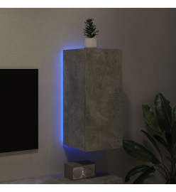 Meuble TV mural avec lumières LED gris béton 30,5x35x70 cm