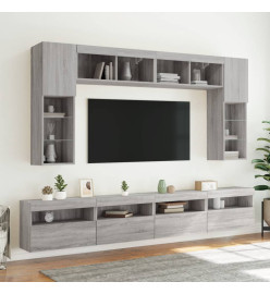 Meubles TV muraux et lumières LED 2pcs sonoma gris 60x30x40 cm