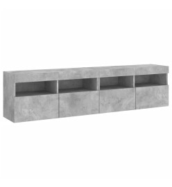 Meubles TV muraux et lumières LED 2pcs gris béton 80x30x40 cm