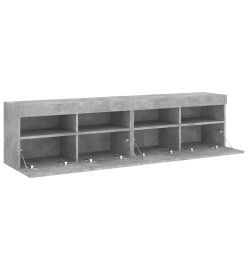 Meubles TV muraux et lumières LED 2pcs gris béton 80x30x40 cm