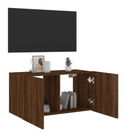 Meuble TV mural avec lumières LED chêne marron 80x35x41 cm