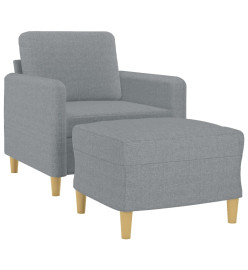 Fauteuil avec repose-pied Gris clair 60 cm Tissu