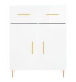 Buffet haut Blanc brillant 69,5x34x180 cm Bois d'ingénierie