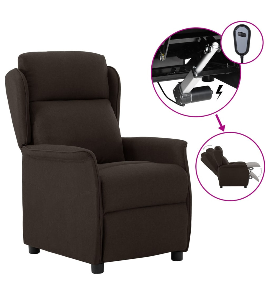 Fauteuil inclinable électrique Marron foncé Tissu