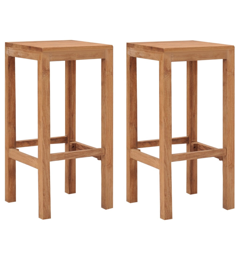 Tabourets de bar lot de 2 bois de teck massif