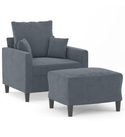 Fauteuil avec repose-pied Gris foncé 60 cm Velours