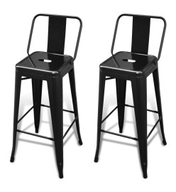 Tabourets de bar lot de 2 noir acier