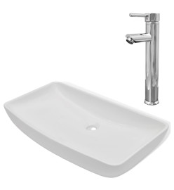 Lavabo et mitigeur Céramique Rectangulaire Blanc