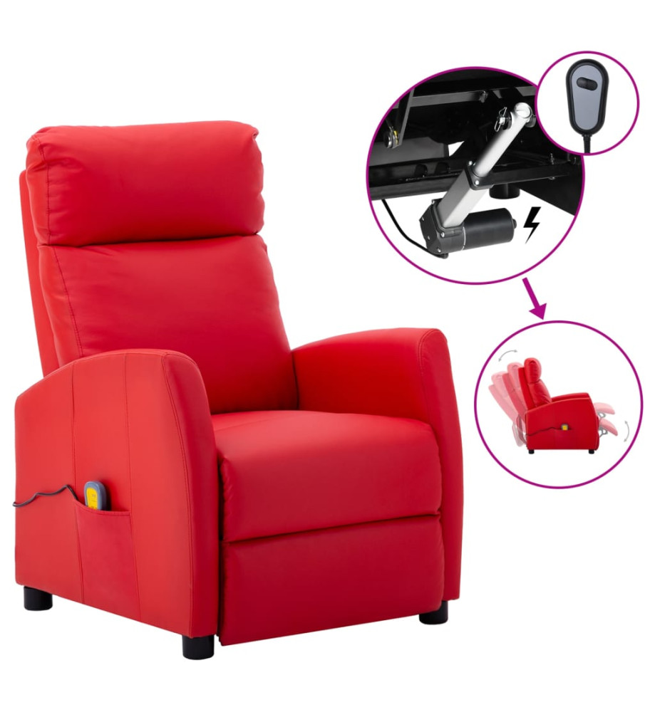 Fauteuil de massage électrique Rouge Similicuir