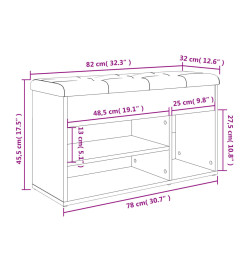 Banc à chaussures noir 82x32x45,5 cm bois d'ingénierie