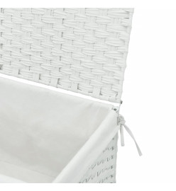 Panier à linge avec couvercle blanc 55,5x35x34cm résine tressée