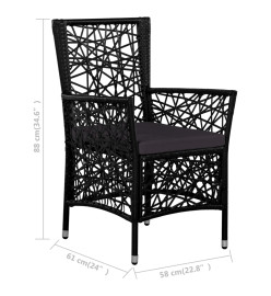 Mobilier à dîner d'extérieur 9 pcs Résine tressée Noir
