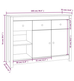 Buffet 100x35x74 cm Bois massif de pin