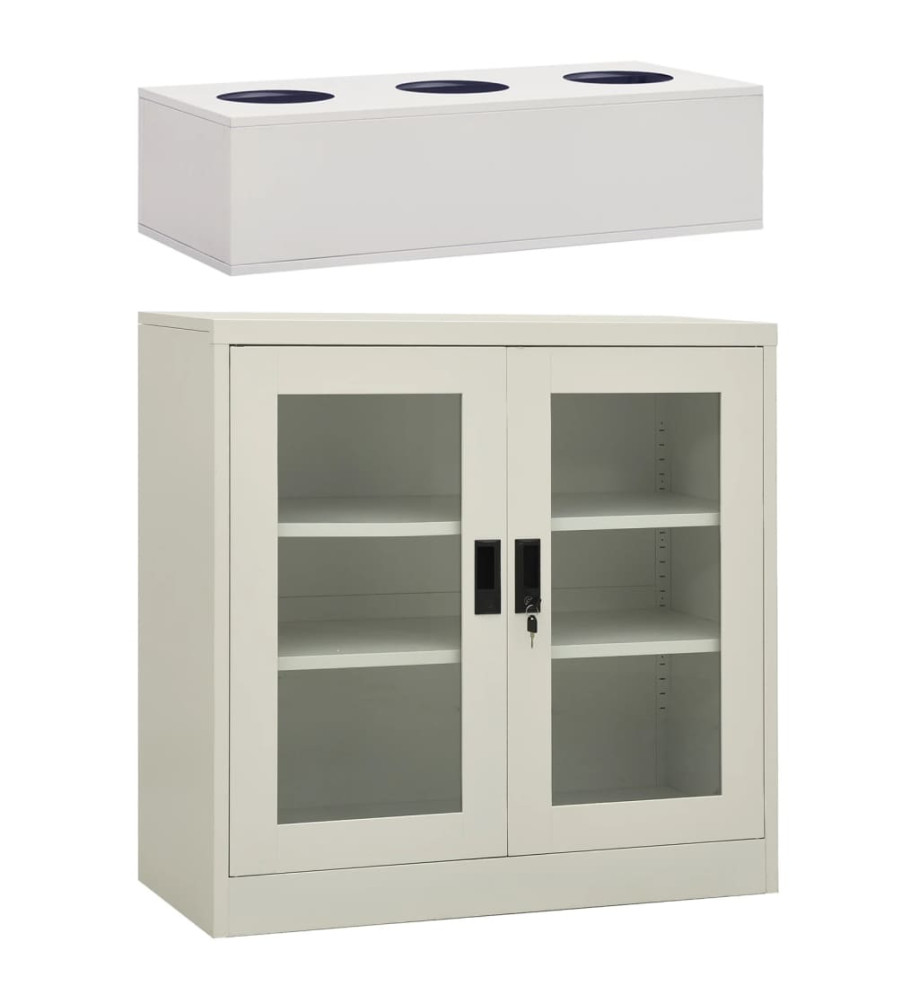 Armoire de bureau et jardinière Gris clair 90x40x113 cm Acier Armoire de bureau et jardinière Gris clair 90x40x113 cm Acier