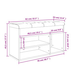 Banc à chaussures chêne fumé 82x32x45,5 cm bois d'ingénierie