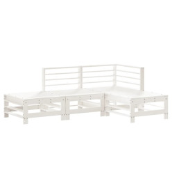 Salon de jardin 4 pcs blanc bois de pin massif