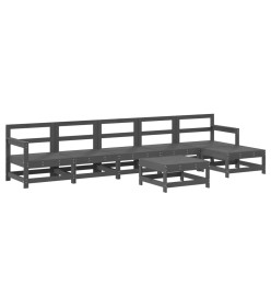 Salon de jardin 7 pcs Gris Bois de pin massif