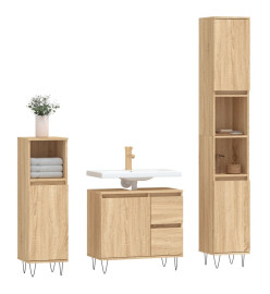 Ensemble de meubles de salle de bain 3 pcs chêne sonoma