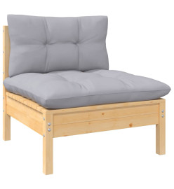 Salon de jardin 12 pcs avec coussins gris bois de pin massif
