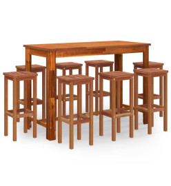 Ensemble de bar de jardin 9 pcs Bois d'acacia solide