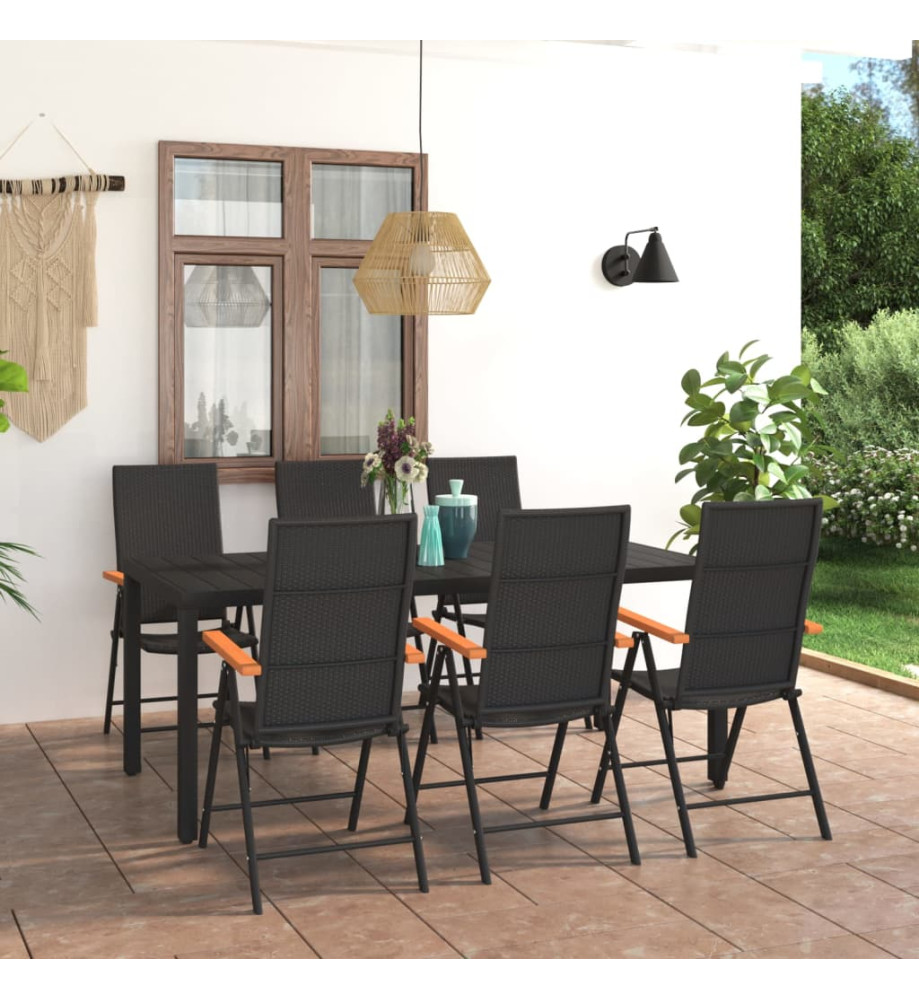 Ensemble de salle à manger de jardin 7 pcs Noir et marron Ensemble de salle à manger de jardin 7 pcs Noir et marron