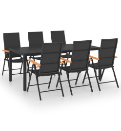 Ensemble de salle à manger de jardin 7 pcs Noir et marron