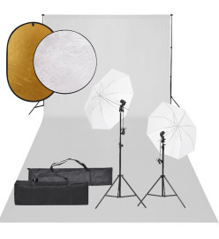 Kit de studio photo avec éclairage toile de fond et réflecteur