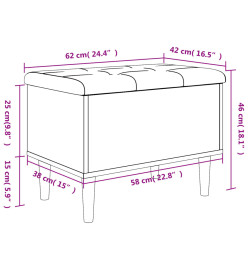 Banc de rangement blanc 62x42x46 cm bois d'ingénierie