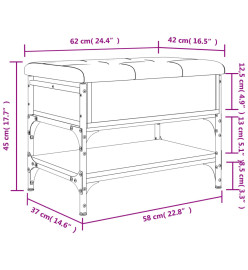 Banc à chaussures chêne marron 62x42x45 cm bois d'ingénierie