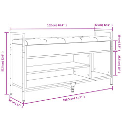 Banc à chaussures sonoma gris 105,5x32x57,5cm bois d'ingénierie