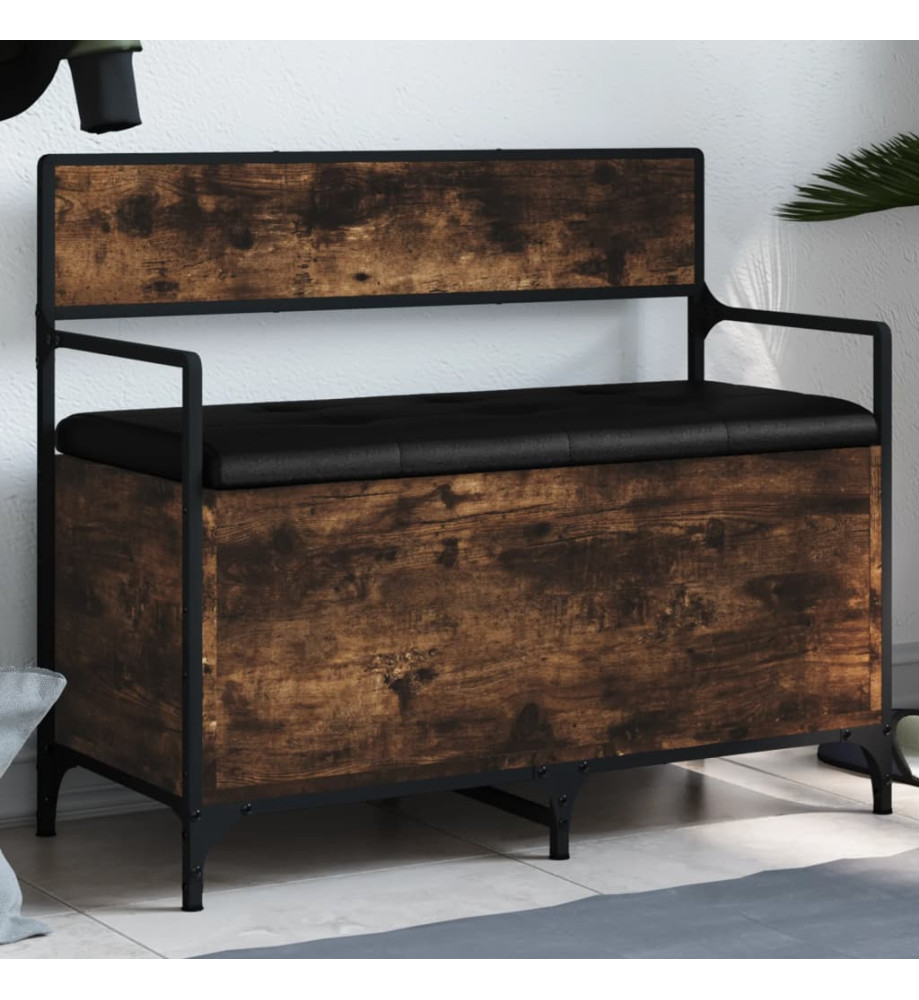 Banc de rangement chêne fumé 85,5x42x73,5 cm bois d'ingénierie