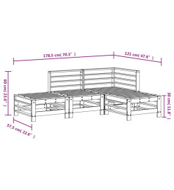 Salon de jardin 4 pcs bois massif de pin