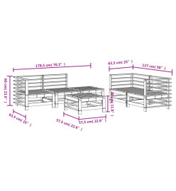 Salon de jardin 6 pcs bois massif douglas