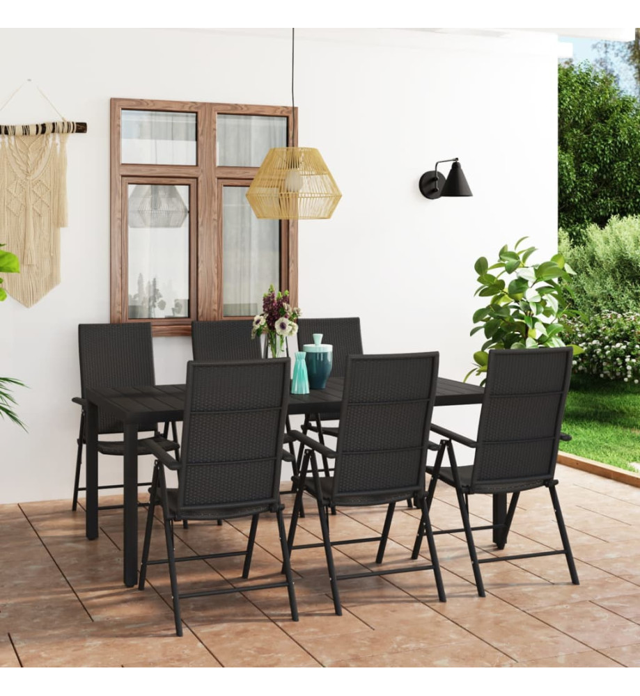 Ensemble de salle à manger de jardin 7 pcs Noir Ensemble de salle à manger de jardin 7 pcs Noir