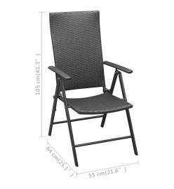 Ensemble de salle à manger de jardin 7 pcs Noir