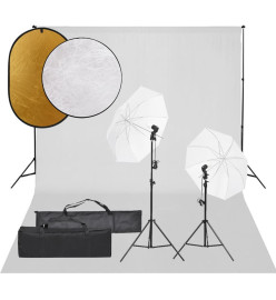 Kit de studio photo avec éclairage toile de fond et réflecteur