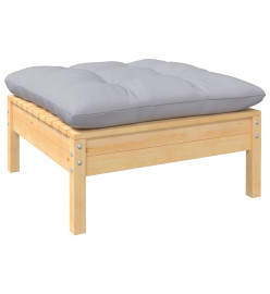 Salon de jardin 6 pcs avec coussins gris bois de pin massif